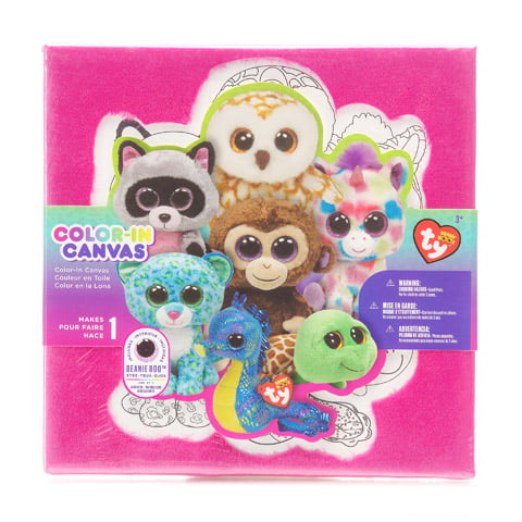 FREE SHIP Ty Beanie Boos Color-In Canvas w/ Plush Background 12 x 12 