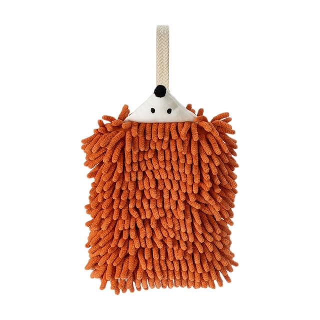 COM1950s Chenille Hand Towel, Cute Hedgehog Design, Absorbent Quick Drying Hand Towel, Soft Plush Hanging Towel for Bathroom Kitchen
