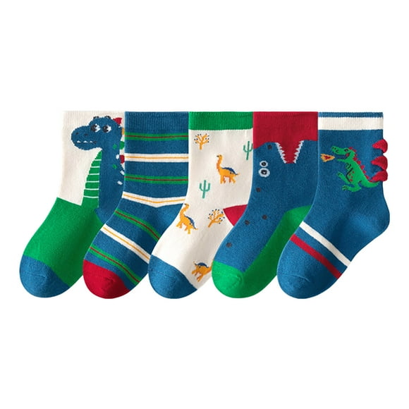 dmqupv Kids Fuzzy Socks 5PC Children Socks Comfortable Soft Fashion Cute Cartoon Childre's Floor Socks A,Size for 9-12 Years