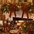 thumbnail image 5 of AZXY Long Tail Velvet Bow Christmas Ornament 2PCS, Brown Fabric Bowknot Embellishment, Indoor Christmas Decorations, Soft Wreath Tree Hanging Decor for Mantel Gift Chair, 5 of 7