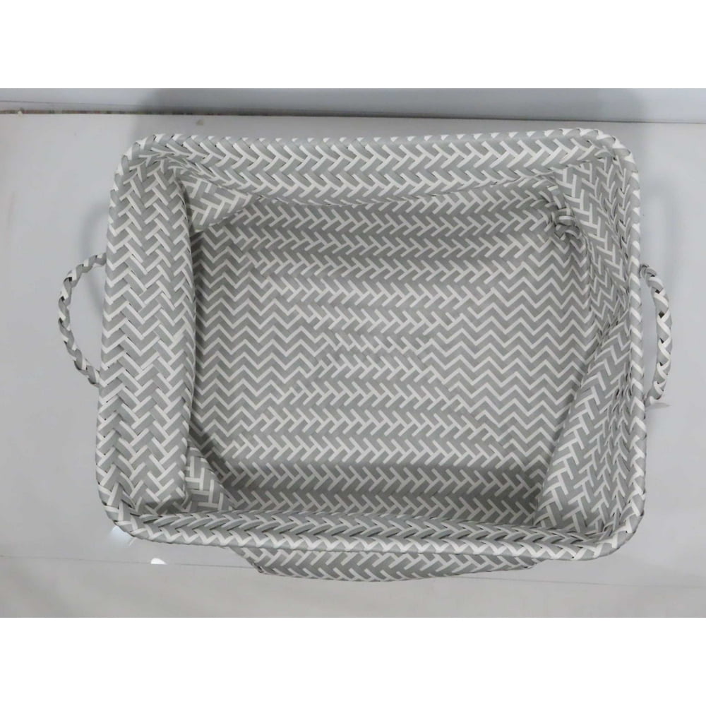 Large Woven Rectangular Storage Basket Gray and White Room Essentials