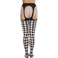 thumbnail image 2 of ToBeInStyle Women's Harlequin Checkered Suspender Pantyhose - Black/White, 2 of 7