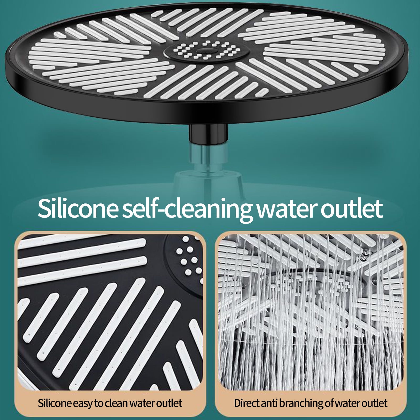 Shower Head, 10 Inch Rain Shower Head High Pressure, Rainfall Waterfall Detachable Bathroom Large Showerhead, Rain Setting High Flow Round Shower Head