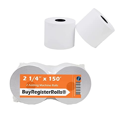 Rollos de Papel Cinta Sumar 10 Teclas BuyRegisterrolls Premium 1 Capa Blanco 2 1/4 x 150 Pies