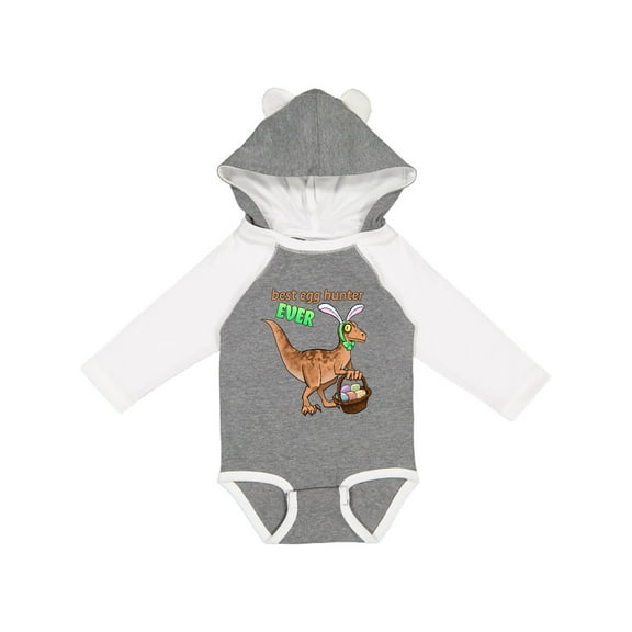 Inktastic Best Egg Hunter Ever Easter dinosaur Boys or Girls Long Sleeve Baby Bodysuit