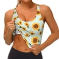 thumbnail image 3 of Gukieu Vintage White Polka Dot Sunflower Print Women's Sports Vest, Low-neck U-shaped Removable Pad Sports Bra for Yoga, Exercise, Dance-X-Large, 3 of 8