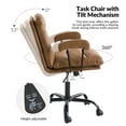 thumbnail image 3 of Modern Home Office Desk Task Chair Adjustable and Faux Leather Upholstered Camel, 3 of 10