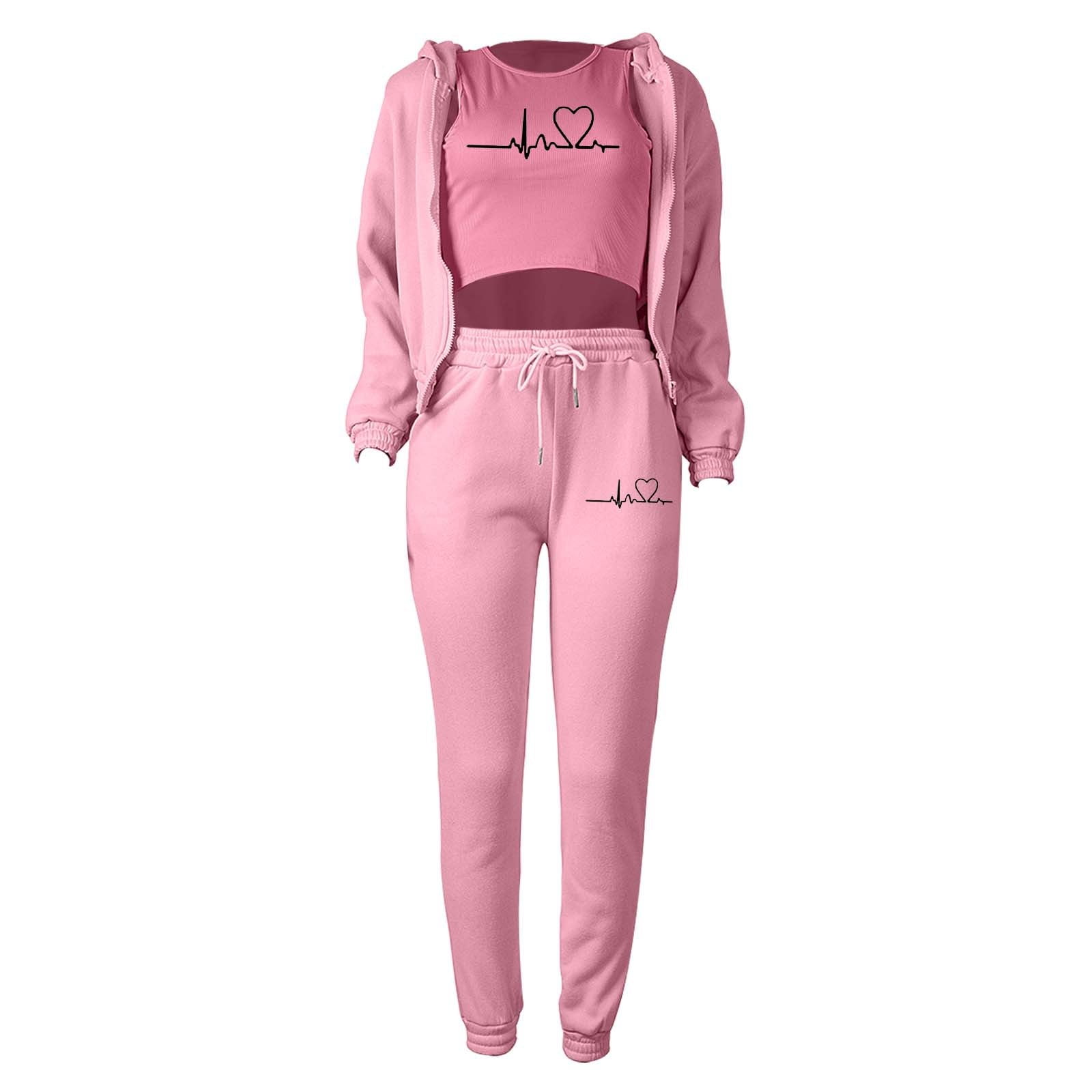 Plus Size Pink Sequin Tracksuit 2025 Women's Hooded Sweatshirt Set