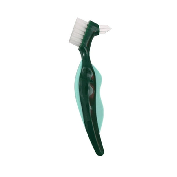 Vogacara Cepillo para dentición postiza Mango ergonómico multicapa Herramienta de limpieza oral Suministros para el cuidado multiángulo de Salud Verde Vogacara CE012241-02B