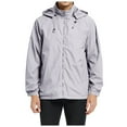 thumbnail image 3 of Mens Loose Solid Hooded Waterproof Breathable Flight Suit Jacket Thin Coat Top Blouse, 3 of 4