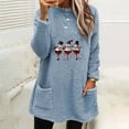 thumbnail image 2 of Darzheoy Womens Christmas Tops Thermal Fall Winter Casual Long Sleeve Plus Size Sweatshirts Printed Solid Color Graphic Round Neck Plush Thickened Hoodless Blouses, 2 of 4