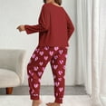 thumbnail image 5 of Gamivast Pajamas for Women Plus Size Heart Print Long Sleeve Crew Neck Shirts 2 Piece Pj Set Comfy Loose Long Pants Lounge Wear Valentine's Day Outfits, 5 of 6
