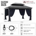 thumbnail image 2 of Pakunoda 4 Panel Outdoor Curtains for 10' X 13' Gazebo, Waterproof Outdoor Privacy Curtain Panel set of 4, Navy Blue(Curtain Only), 2 of 8
