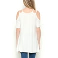 thumbnail image 4 of MIRMARU Women's Round Neck Open Cold Shoulder Short Sleeve Swing Tunic Top Blouse., 4 of 5