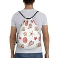 thumbnail image 2 of Drawstring Backpack - Conch Shells Print No.903 Splash Proof Small Drawstring Gym Bag for Women Men, Cinch Sports String Bag Backpack for Travel Swimming Beach, 2 of 8