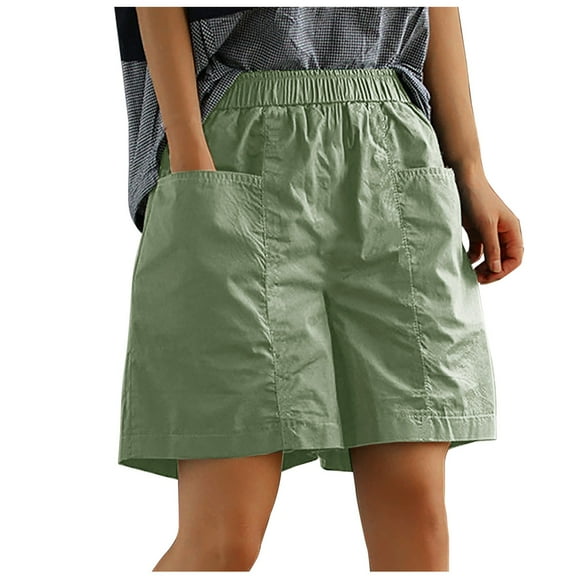 Edvintorg Cargo Shorts for Women Plus Size Ladies Clothes Solid Hippie Punk Trousers Streetwear Jogger Pocket Loose Short Pants Green XXXL