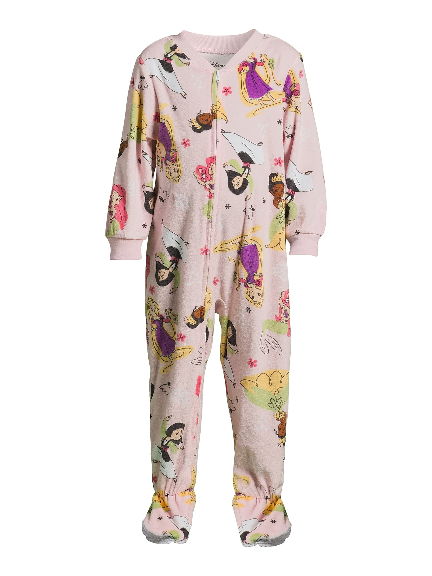 Disney Princess Toddler Girls One Piece Sleeper Pajamas, Sizes 12M-5T