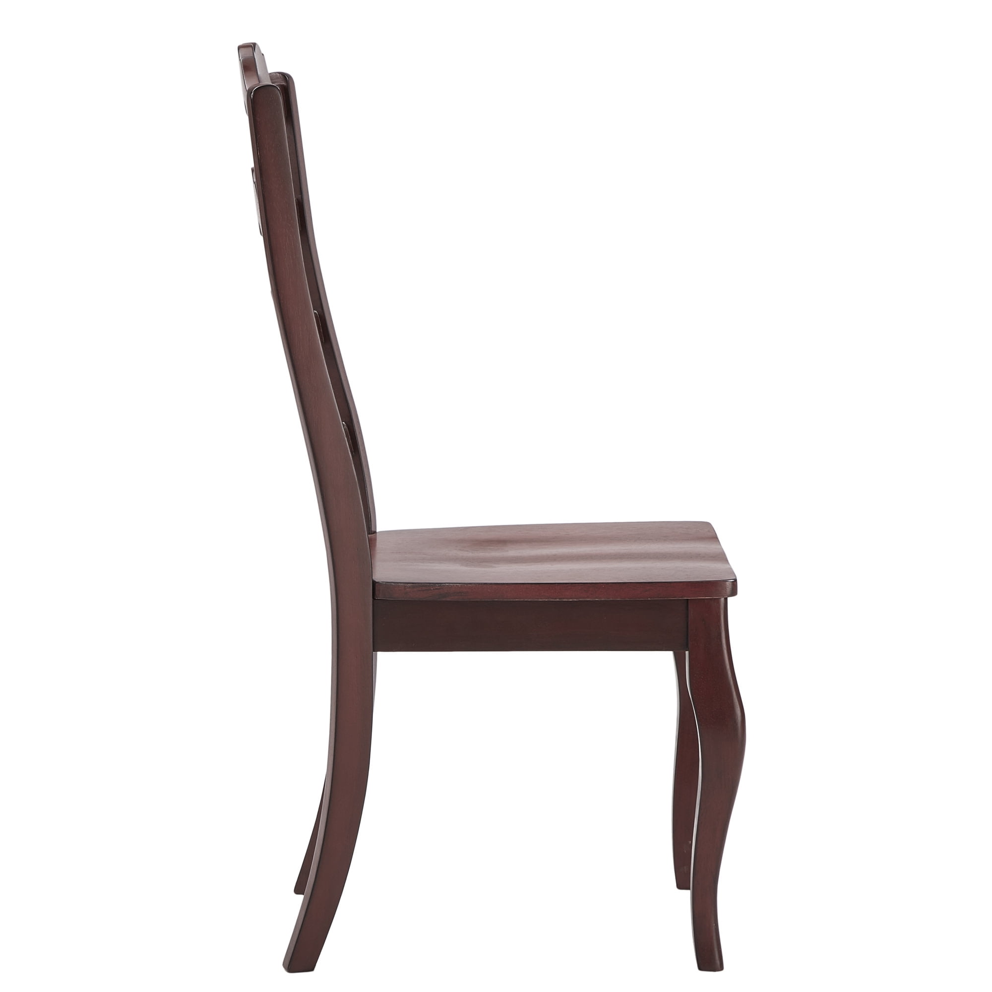 Weston Home Farmhouse French Ladder Back Wood Dining Chairs, Set of 2, Antique Berry Red