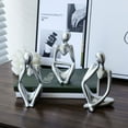 thumbnail image 4 of Thinker Statue Sculptures Statue Modern Abstract Resin Decoration on Shelf Table Desk for Living Room Office Bedroom Silver 4.72*3*2.17Inch, 4 of 5