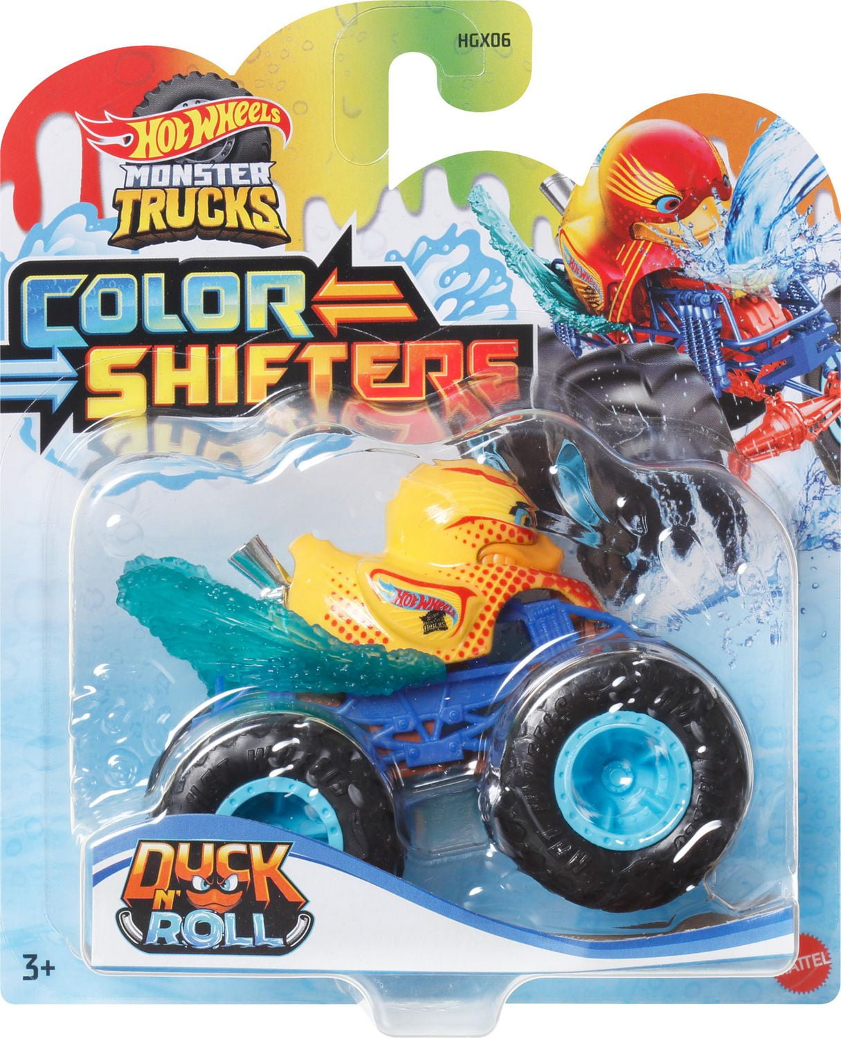 Hot Wheels Monster Trucks Duck N' Roll 1:64 Color Shifters For Kids Ages 3+ Years