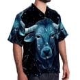 thumbnail image 2 of Taurus Constellation Men's Button Down Casual Hawaiian Print Short Sleeve Summer Beach Shirt, 2 of 6