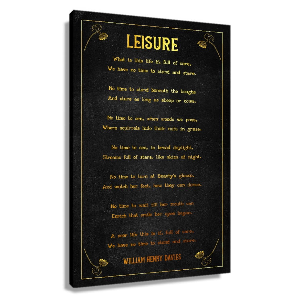 Leisure Poem Wall Decor William Henry Davies Quote Wall Art Poetry