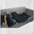 thumbnail image 6 of Fantasy Soft Flannel Fleece Throw Blanket, Image of Dark Surreal Landscape Sunbeams over Ocean Seacoast Cliff Mountain, Cozy Plush for Indoor and Outdoor Use, 60" x 80", Navy Green, by Ambesonne, 6 of 6