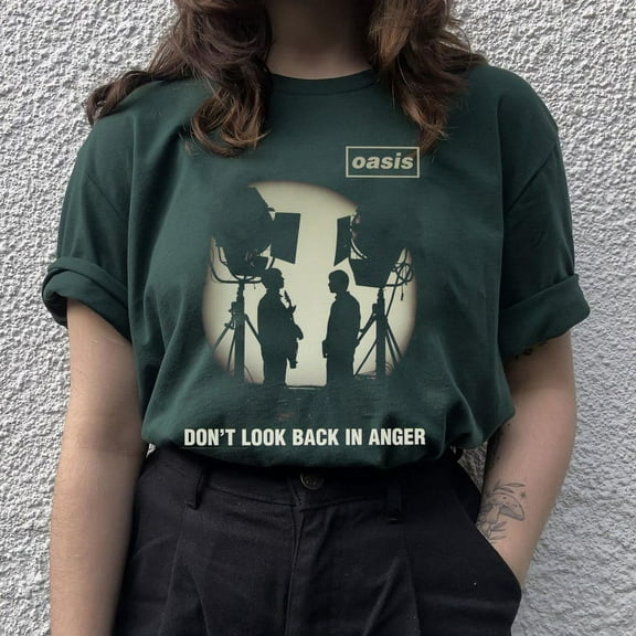 HOT!!Oasis Don't look back in anger retro shirt, Forest Green Color, Size S