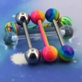 thumbnail image 4 of OUFER 5PCS 14G Stainless Steel Tongue Rings Barbell Rainbow Colorful Tongue Bar Piercing, 4 of 6
