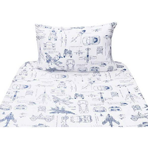 J-pinno Cars Tank Helicopter Aircraft Military Transport Vehicles Twin Sheet Set for Kids Boy Children,100% Cotton, Flat Sheet + Fitted Sheet + Pillowcase Bedding Set (Vehicle)