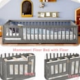 thumbnail image 4 of Full Floor Bed with Fence, Montessori Floor Bed with Removable Door & Slats, Full Size Floor Bed with Safety Guardrails, Easy Assemble Floor Bed Full, Sloid Wood Montessori Bed, Wood Grain Gray, 4 of 11