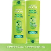 (3 pack) Garnier Fructis Grow Strong Shampoo & Conditioner For Stronger, Healthier, Shinier Hair, 1 kit