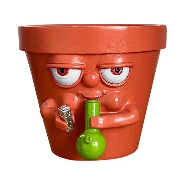 Xihbxyly Maceta Divertida para Suculentas con Pipa y Encendedor, Minimaceta de Resina para Plantas Pequeñas, Pieza Única de Decoración para El Hogar, Decoración para Oficina o Dormitorio, Idea de Reg