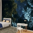 thumbnail image 2 of Peel and Stick Wallpaper Waterproof Forest Starry Night Galaxy Tree Sky Nighttime Tall Trees Leaves Wall Mural Decor Self Adhesive and Removable 100in x 144in, 2 of 8