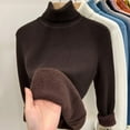 thumbnail image 4 of YHAJDS Women Fall Winter Sleepwear,Thermal Homewear For Women,Sleepwear With Built In Bra,Solid Color Turtleneck Fleece Lined Versatile Inner Wear Knitted Base Layer Top For Fall And Winter, 4 of 5