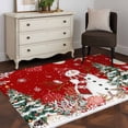 thumbnail image 3 of Area Rugs for Living Room Bedroom, Red Christmas 4'x6' Rug Washable Carpet Runner Indoor Outdoor, Snowman Xmas Tree Coastal Snowflake Starfish Non Slip Accent Floor Mats Rug for Kitchen, Office, 3 of 8
