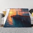 thumbnail image 1 of Fotbe Lighthouse At Sunset Coast Manta de Franela con Estampado, Manta Ultrasuave para Cama, Sofá, Auto, Hipoalergénica y Antibolitas-80"x60", 1 of 6