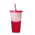 thumbnail image 2 of Gobelets Réutilisables Changeant de Couleur avec Couvercles et Paille, Gobelets Glacés pour Adultes et Enfants (710ml Transparent Neuf Rouge), 2 of 2
