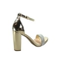 thumbnail image 2 of Laser Women's Rhinestone Open Toe Ankle Strap Buckle Chunky High Heels Sandals Shoes ( Gold Rhinestone, 7.5), 2 of 2