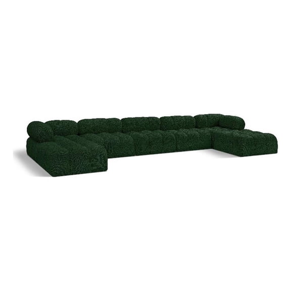 Meridian Furniture Ames Green Boucle Fabric Modular Sectional