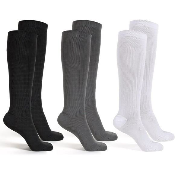 Woeilo 3 Paires de Chaussettes de Remplacement pour Bottes de Marche Chaussettes Respirantes pour Compression Bottes de Marche Marcheur Attelle Bottes Moulées Femmes et Hommes, Taille Unique, Noir, Gris, Blanc
