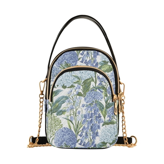FORMRS Crossbody Bag for Women Quilted Travel Shoulder Cell Phone Purse with Chain Strap Handbag, Vibrant Hydrangeas Pattern