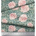 thumbnail image 2 of Soimoi Crepe Silk Fabric Check & Roses Floral Printed Fabric 1 Yard 42 Inch Wide, 2 of 3