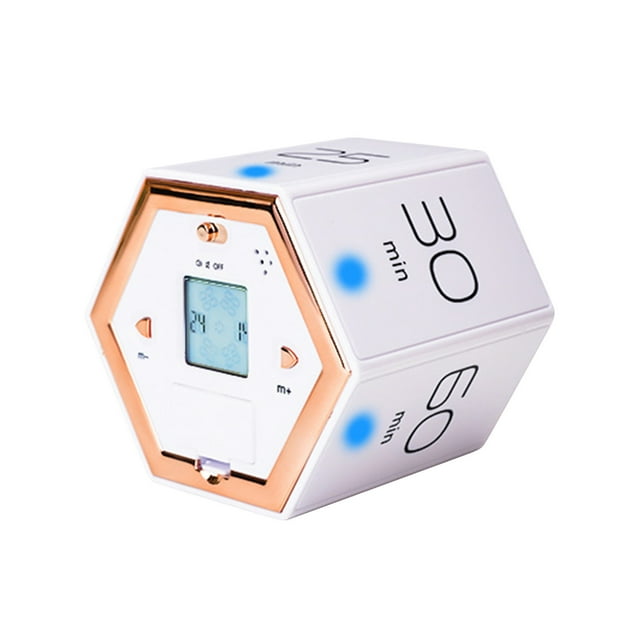 Six-sided Flip Rotating Countdown Timer 5 Minute to 60 Minute Kitchen Learning Exercise Self-discipline Device