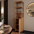 thumbnail image 3 of Miekor Furniture Storage Tall Slim Cabinet with Shutter Door and 3 Tier Shelves, Freestanding Linen Tower Cabinet for Living Room, Kitchen, Bathroom Organizer, Natural Bamboo 90596, 3 of 9