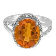 thumbnail image 3 of Mauli Jewels Engagement Rings for Women 4.53 Carat Oval Shaped Citrine and Diamond Ring 4-Prong 10K White Gold, 3 of 6