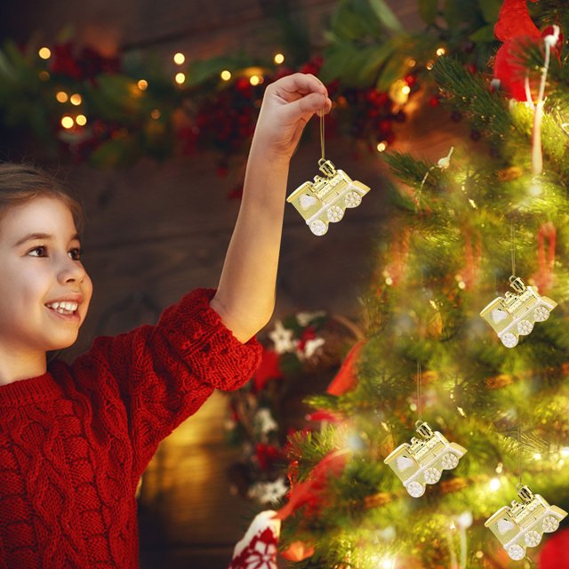 Promotion Sale! Christmas Decorations Christmas Creative Decorations Christmas Tree Decoration Props Small Train Pendant Christmas Tree Hanging Decorations A Box of 4 Pieces, Household Pendant