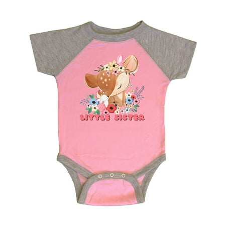 

Inktastic Little Sister Deer Gift Baby Girl Bodysuit