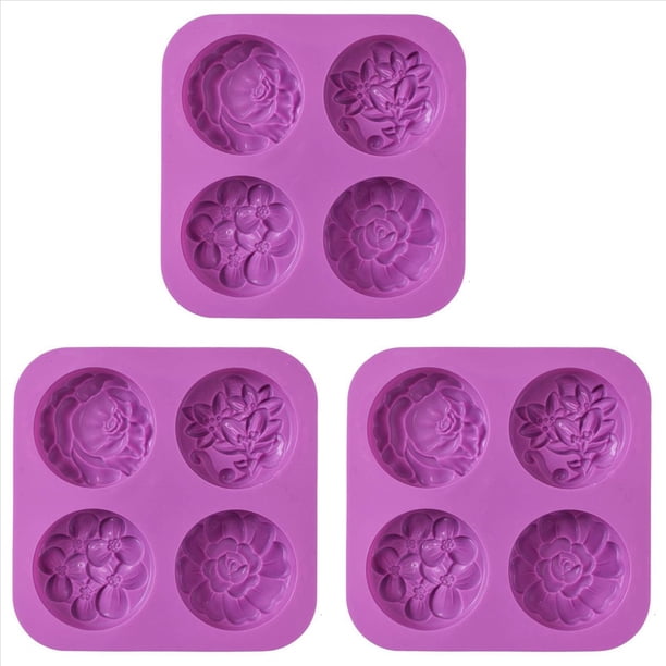 Moldes de Silicona para JabóN de Flores, Molde de JabóN Casero, Muffin, PudíN, Gelatina, y Tarta de Queso (3 Pieza)
