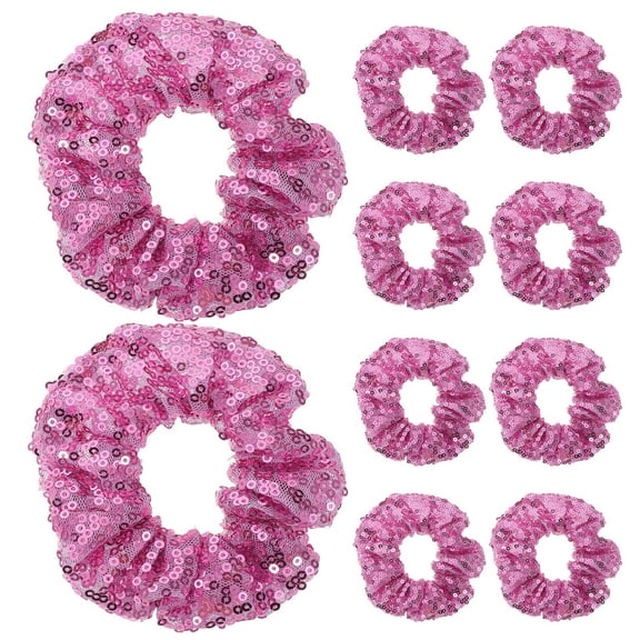 OFFIGAM Set of 10 Sparkly Violet Sequin Hair Scrunchies for Bridesmaids, Hair Accessories and Decor